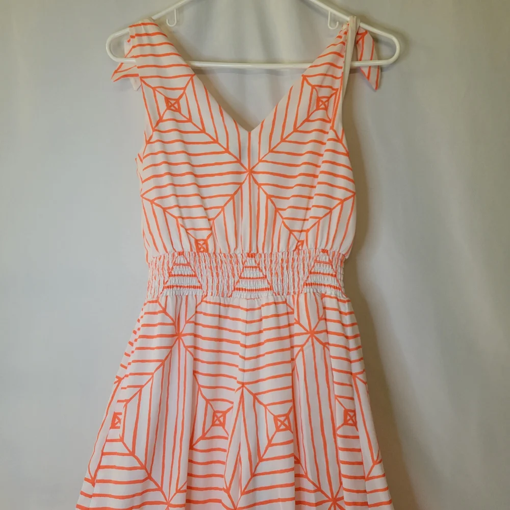 Vineyard Vines Canopy Geo Jumpsuit White Orange - Picture 5 of 5